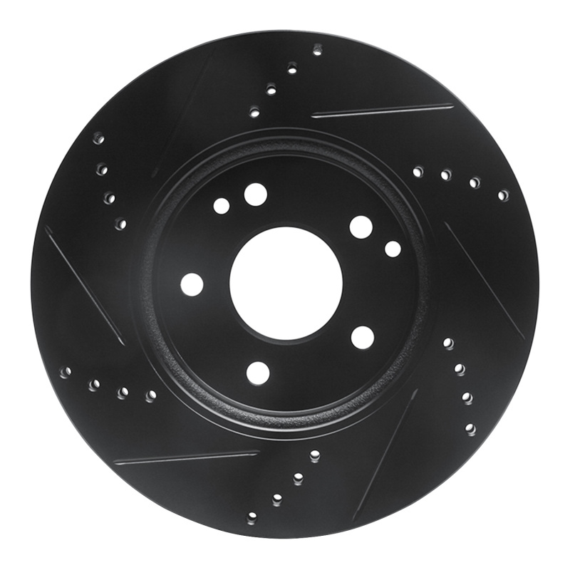 Mercedes-Benz C280 Brake Rotor (1) - Front Right - R1 Concepts - Drilled & Slotted - Black - `96-`15